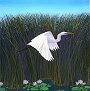Oil Painting of a Great Egret