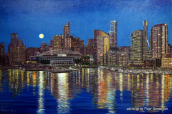 Melbourne by Night Painting by Peter Gerasimon