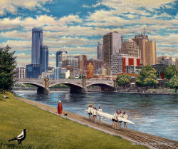 Melbourne Painting by Peter Gerasimon Yarra River
